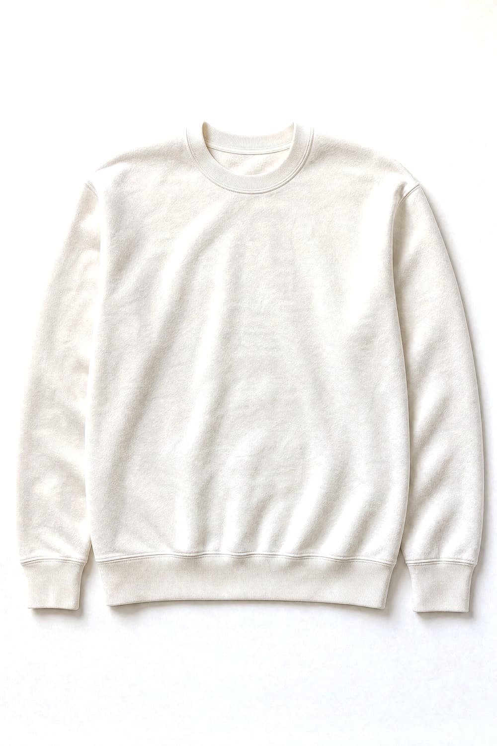 Heavyweight crewneck, ribbed collar and cuffs, Loopback cotton