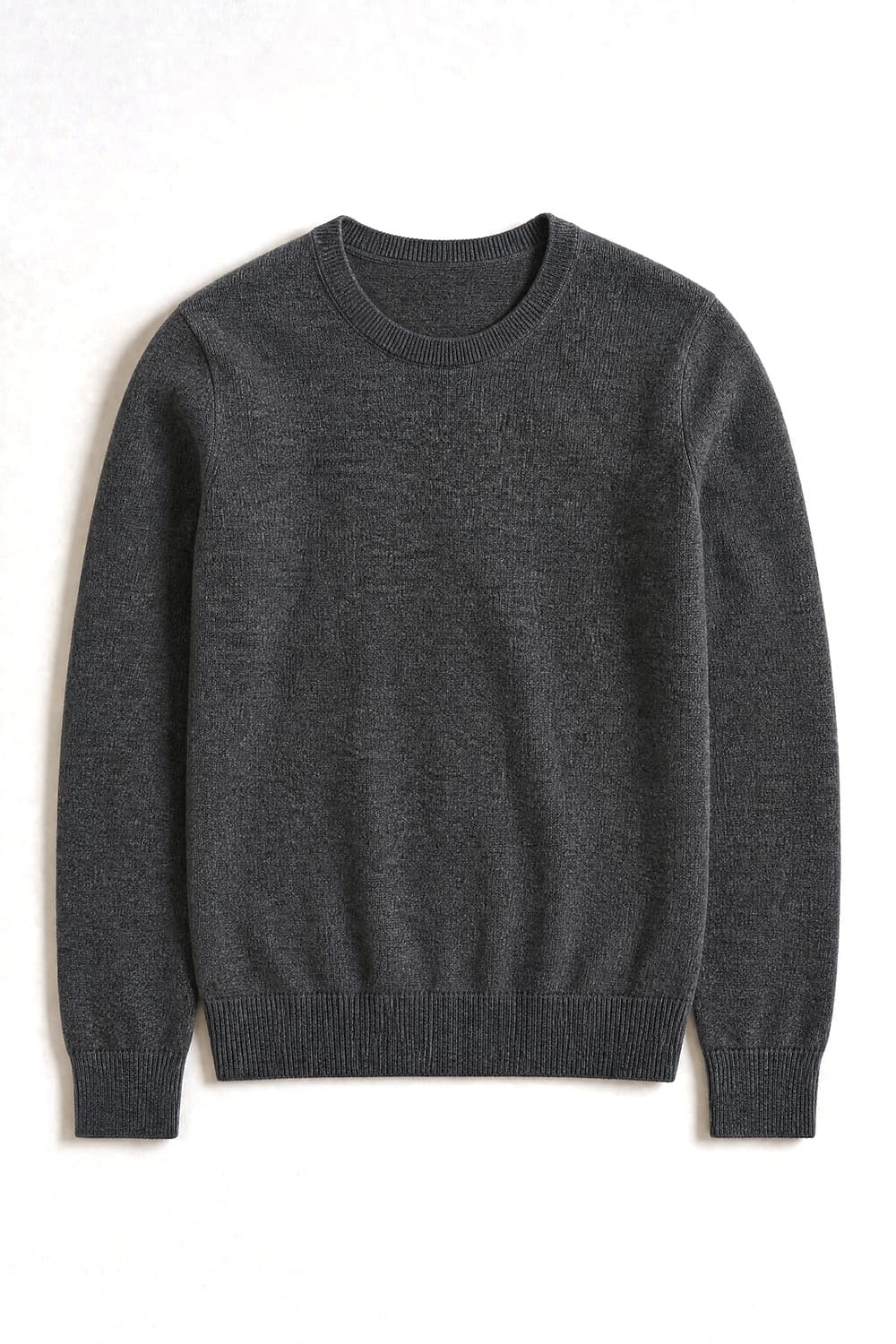 Fine-gauge crewneck, set-in sleeve, Merino knit